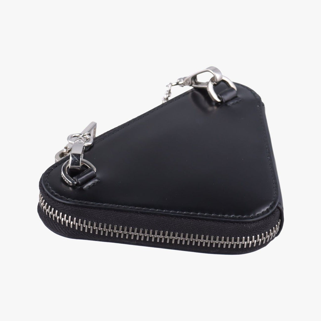 Prada Triangle Chain Pouch Black Leather — view 7