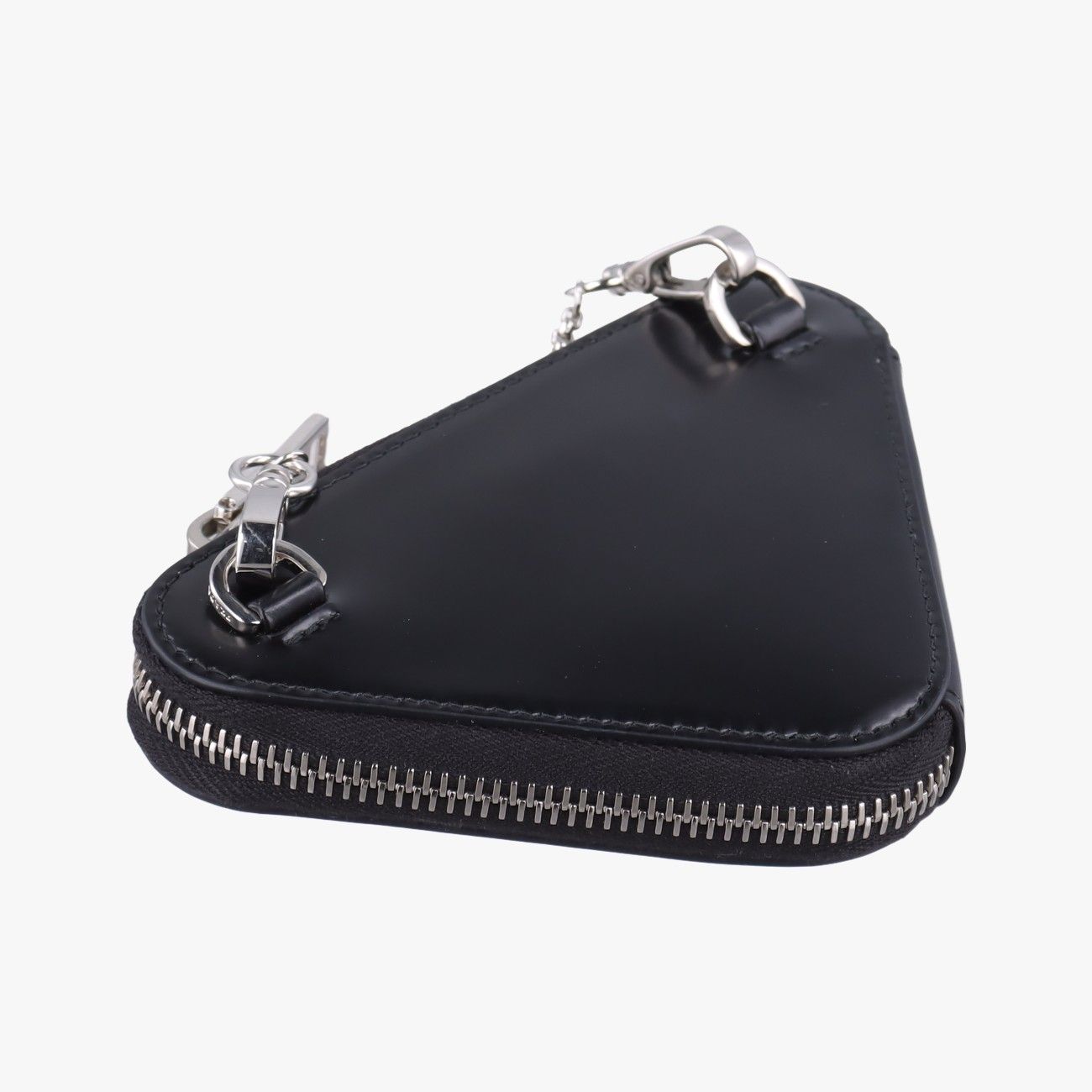 Prada Triangle Chain Pouch Black Leather — view 7