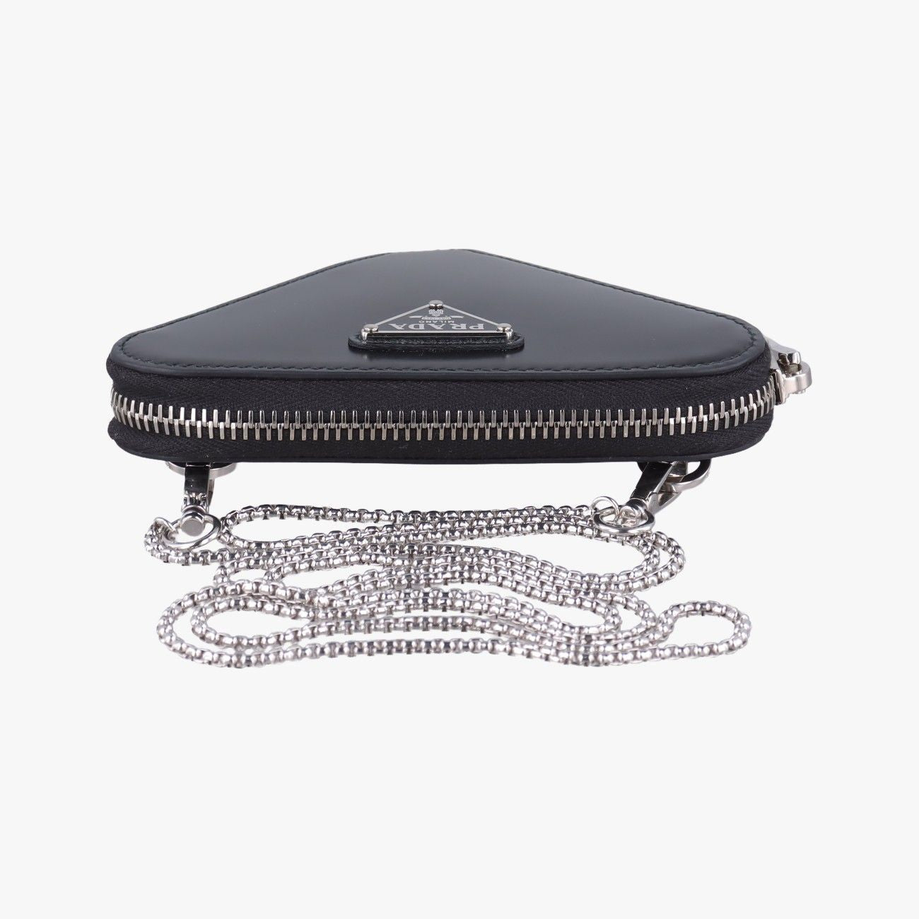 Prada Triangle Chain Pouch Black Leather — view 8