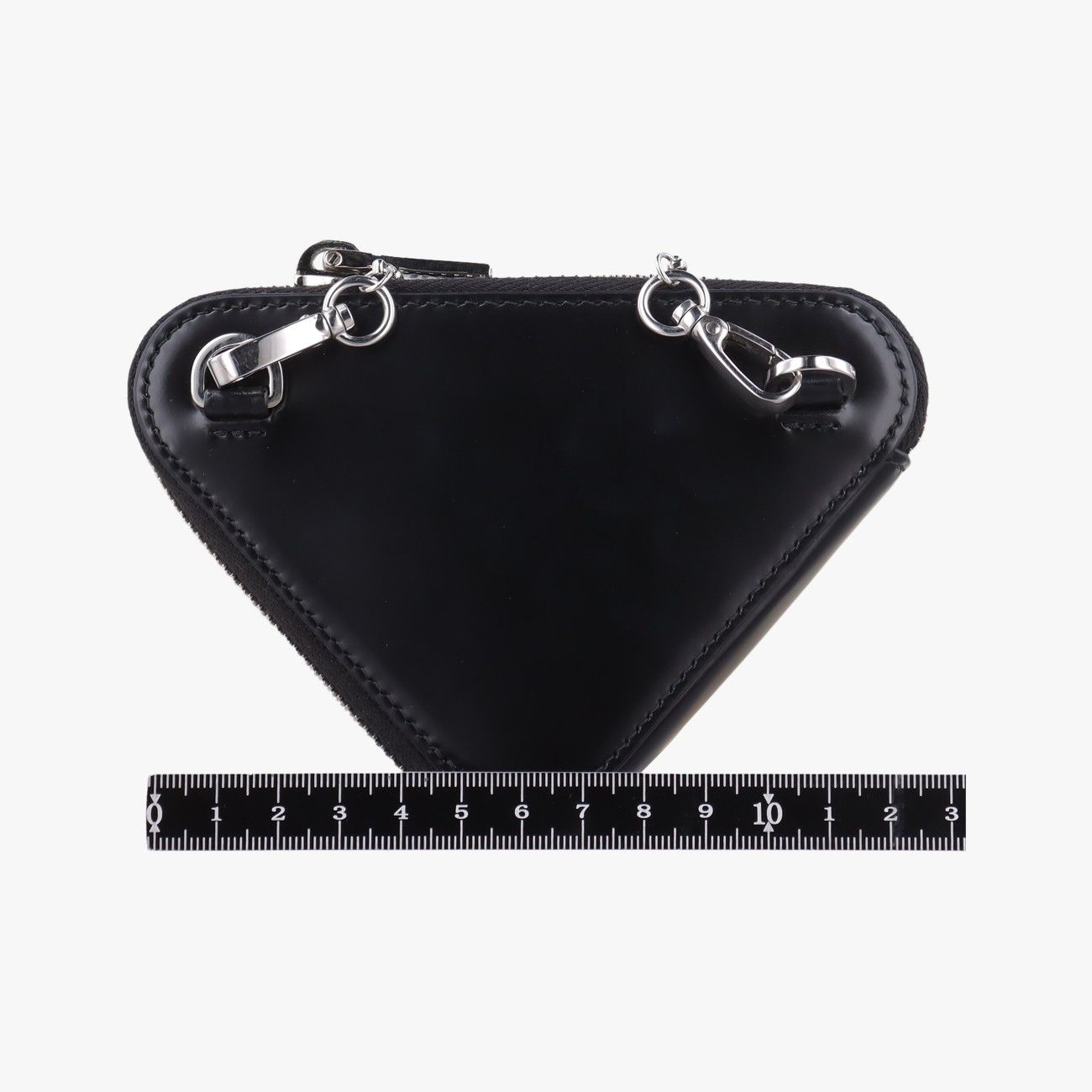 Prada Triangle Chain Pouch Black Leather — view 2