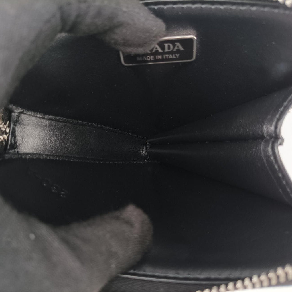 Prada Triangle Chain Pouch Black Leather — view 9