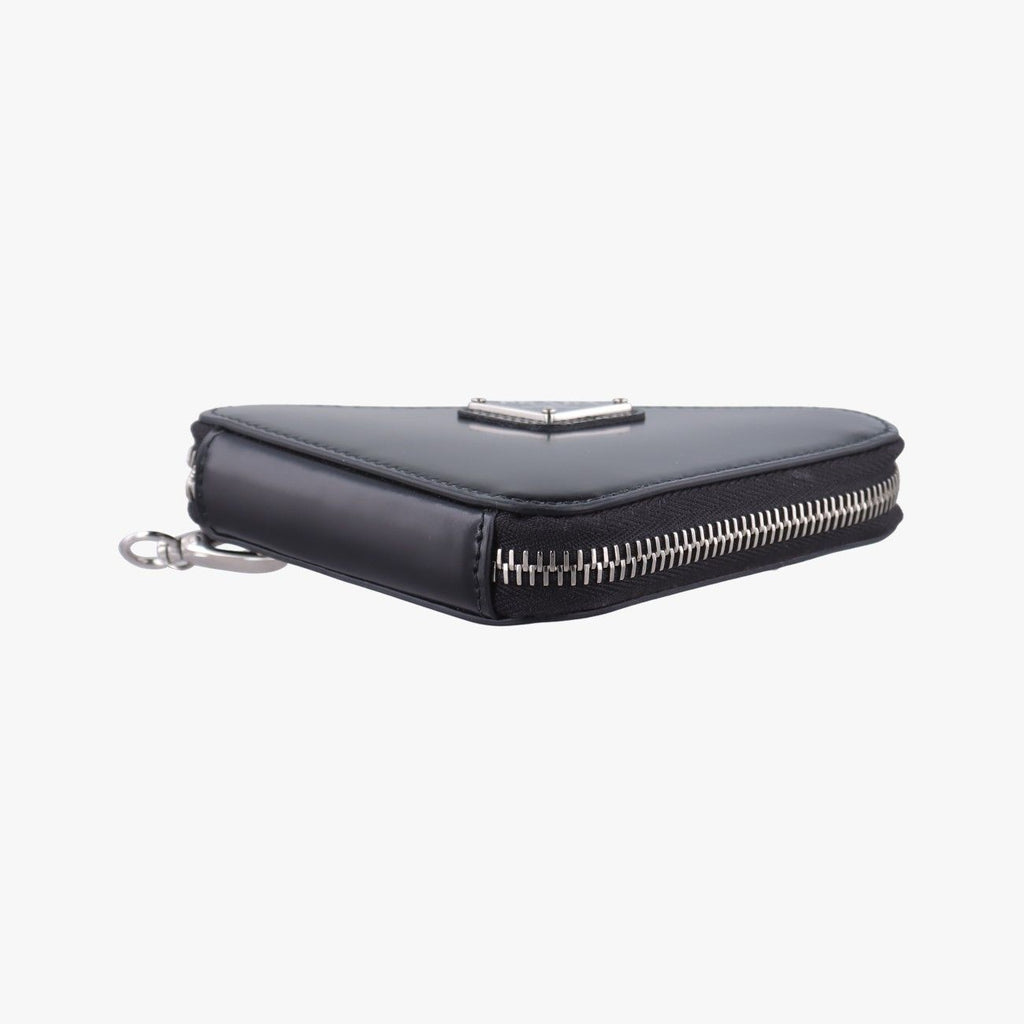 Prada Triangle Chain Pouch Black Leather — view 3