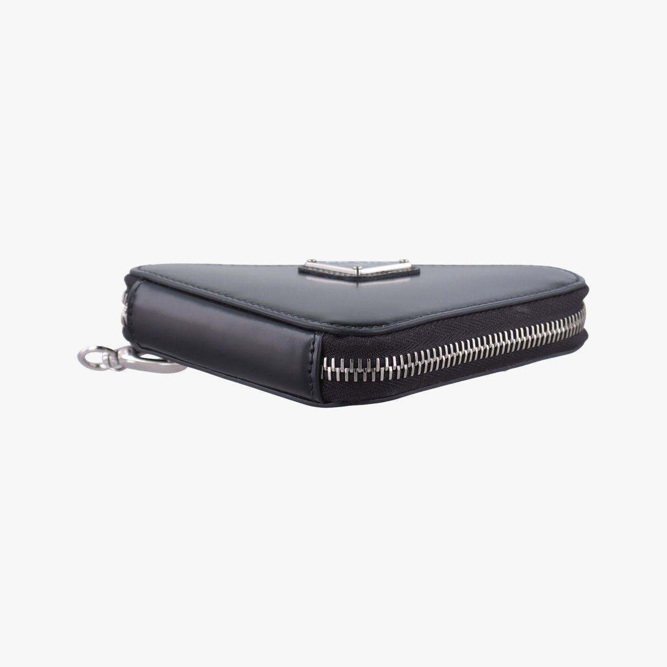Prada Triangle Chain Pouch Black Leather — view 3