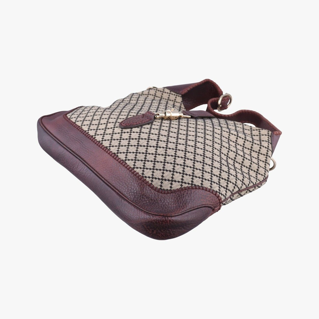 Gucci New Jackie Beige Bordeaux Canvas Leather Shoulder — view 4
