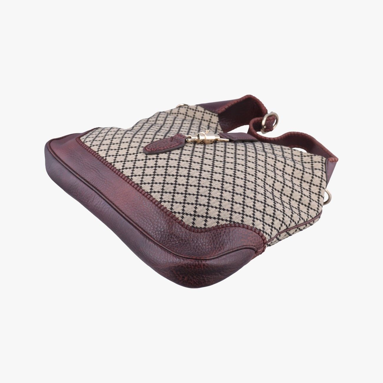 Gucci New Jackie Beige Bordeaux Canvas Leather Shoulder — view 4