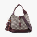 Gucci New Jackie Beige Bordeaux Canvas Leather Shoulder