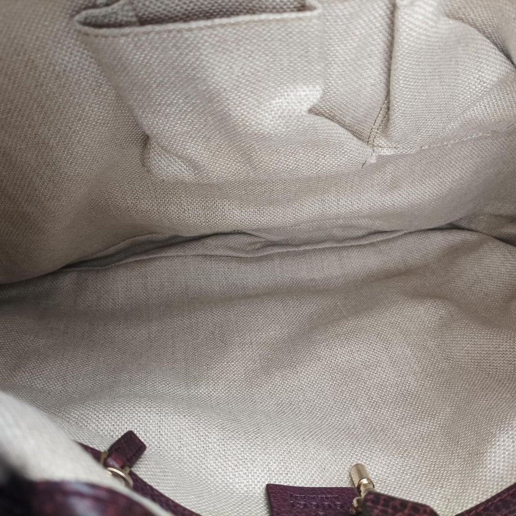 Gucci New Jackie Beige Bordeaux Canvas Leather Shoulder — view 9
