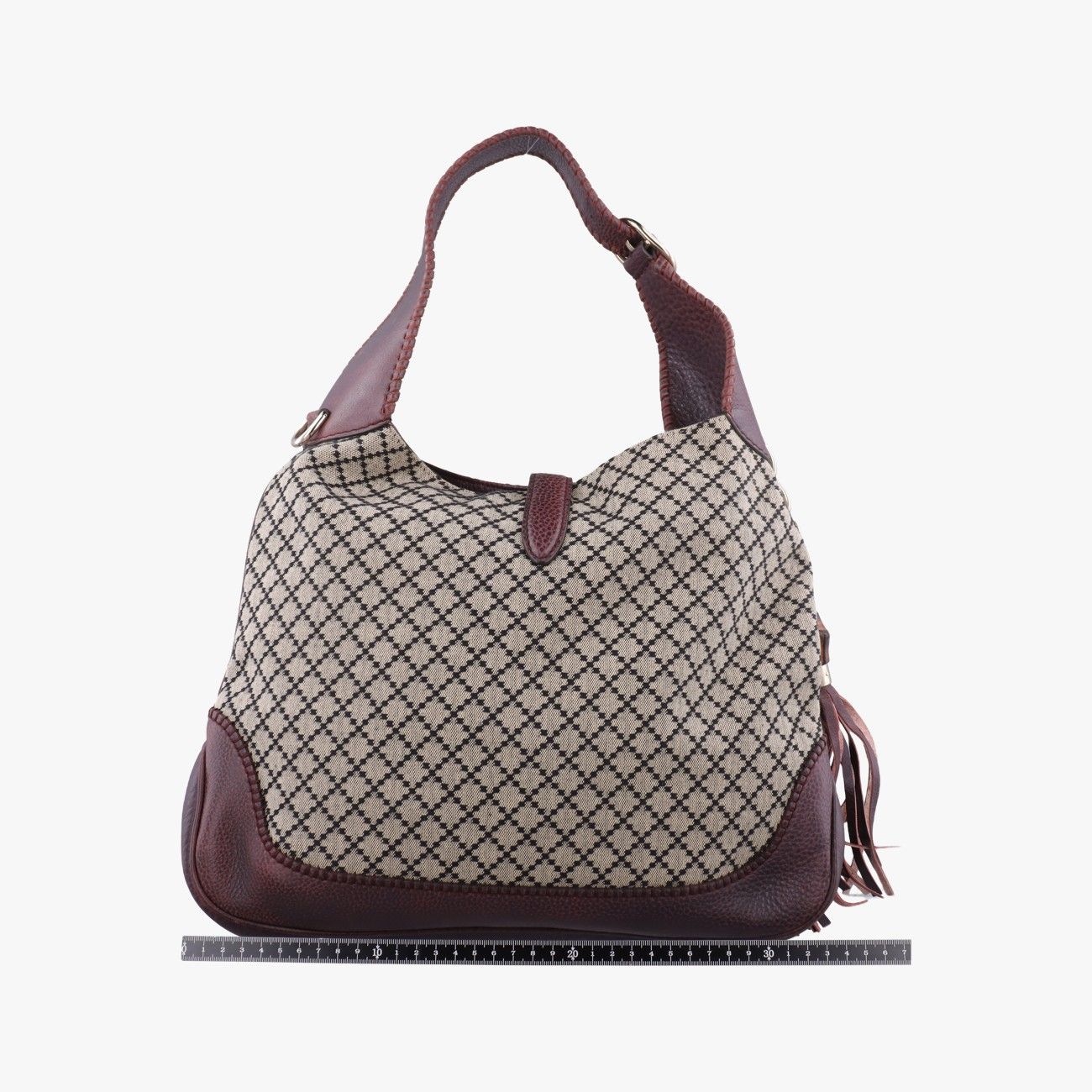 Gucci New Jackie Beige Bordeaux Canvas Leather Shoulder — view 2