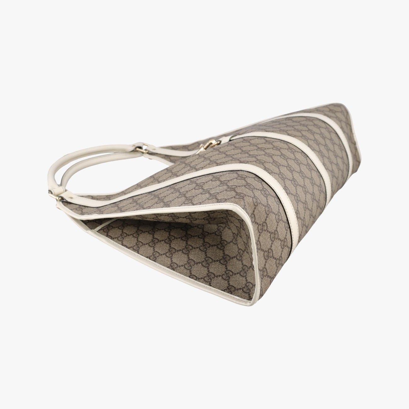 Gucci New Jackie Brown White Canvas Leather Handbag — view 5