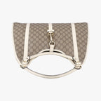 Gucci New Jackie Brown White Canvas Leather Handbag — view 8