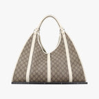 Gucci New Jackie Brown White Canvas Leather Handbag — view 2
