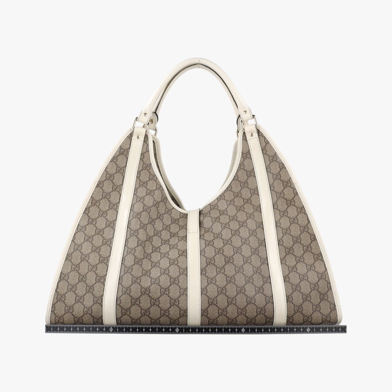 Gucci New Jackie Brown White Canvas Leather Handbag — view 2