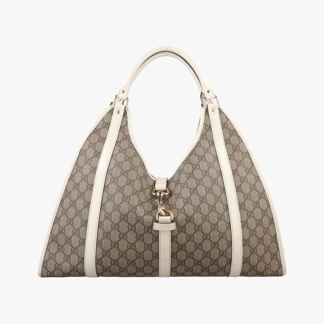 Gucci New Jackie Brown White Canvas Leather Handbag