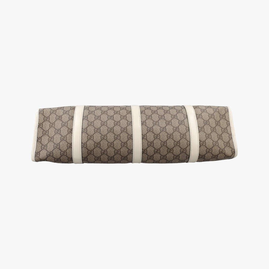 Gucci New Jackie Brown White Canvas Leather Handbag — view 3