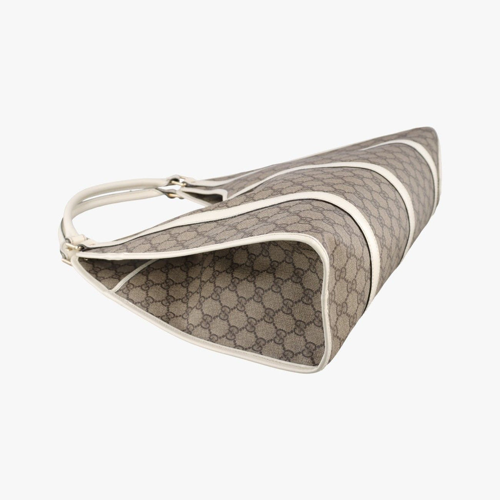 Gucci New Jackie Brown White Canvas Leather Handbag — view 7