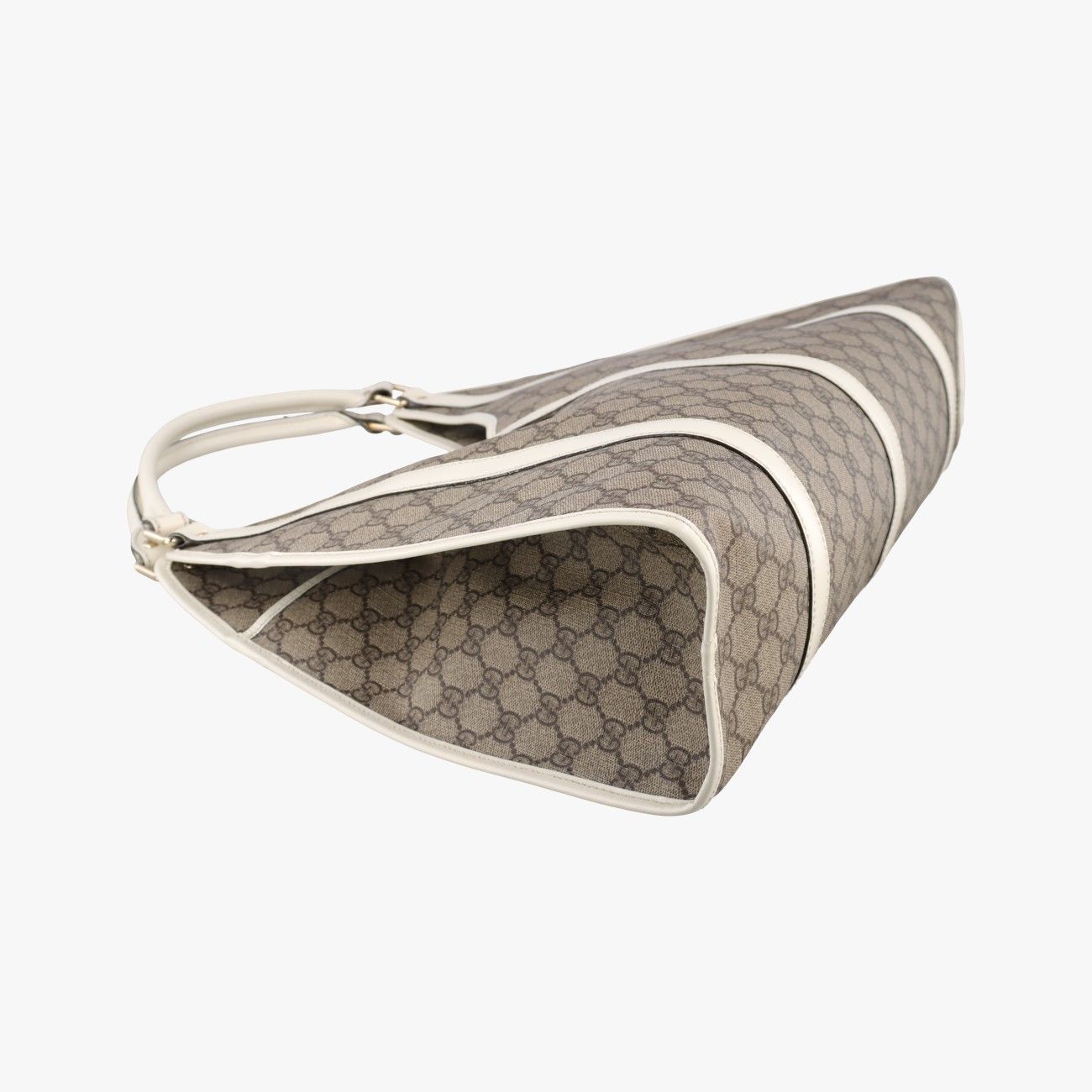 Gucci New Jackie Brown White Canvas Leather Handbag — view 7
