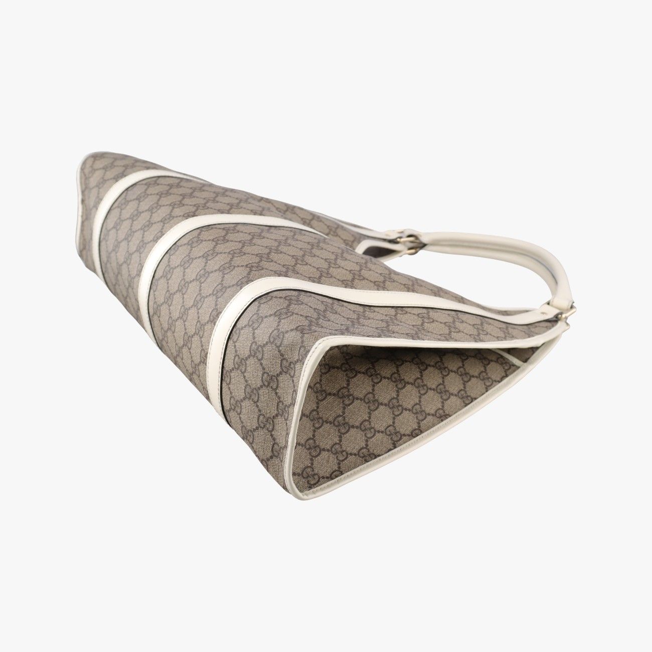 Gucci New Jackie Brown White Canvas Leather Handbag — view 6