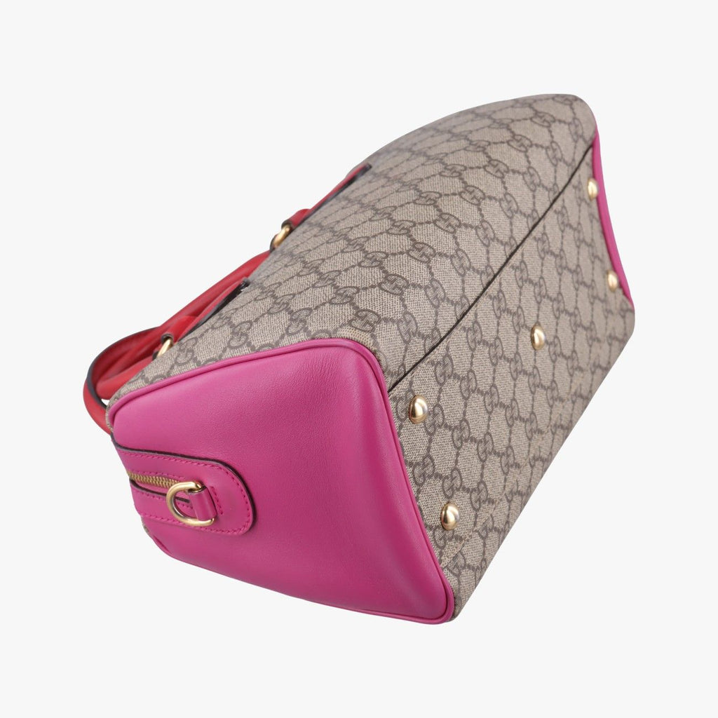 Gucci GG Supreme Beige Red Pink Canvas Leather Shoulder — view 7
