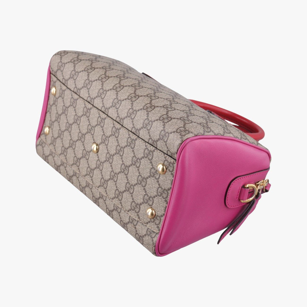Gucci GG Supreme Beige Red Pink Canvas Leather Shoulder — view 6