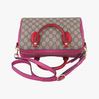 Gucci GG Supreme Beige Red Pink Canvas Leather Shoulder — view 8