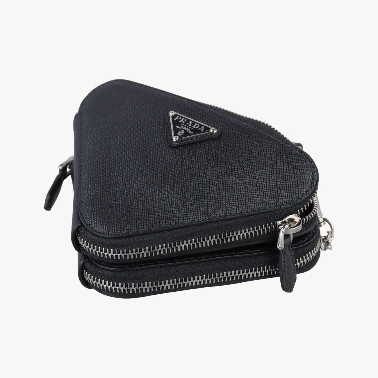 Prada Triangle Logo Black Saffiano Leather 62 Shoulder — view 4