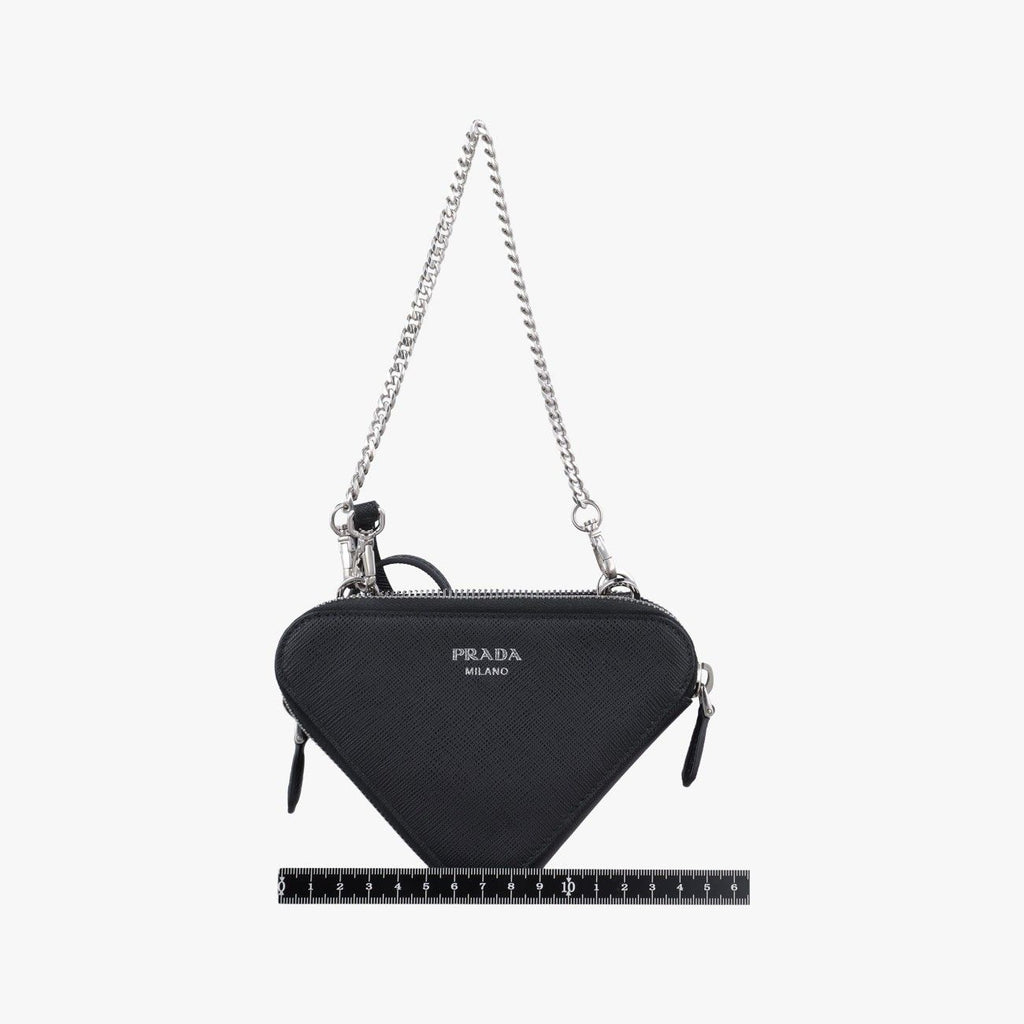 Prada Triangle Logo Black Saffiano Leather 62 Shoulder — view 2