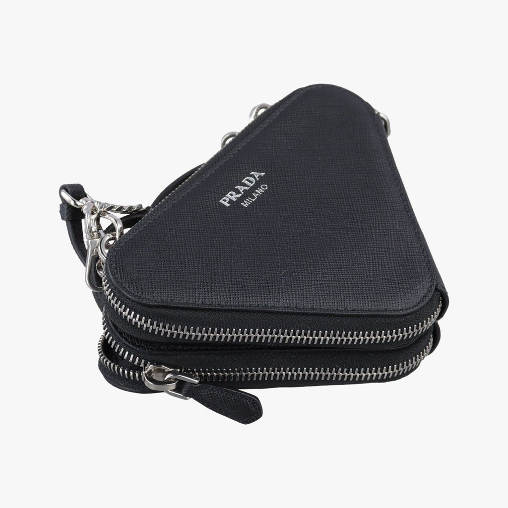 Prada Triangle Logo Black Saffiano Leather 62 Shoulder — view 7