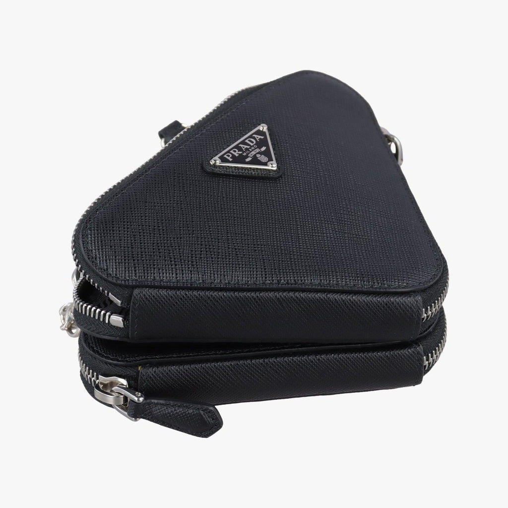 Prada Triangle Logo Black Saffiano Leather 62 Shoulder — view 5