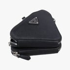 Prada Triangle Logo Black Saffiano Leather 62 Shoulder — view 5