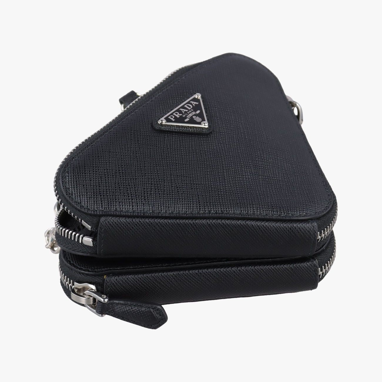 Prada Triangle Logo Black Saffiano Leather 62 Shoulder — view 5