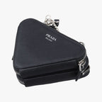 Prada Triangle Logo Black Saffiano Leather 62 Shoulder — view 6