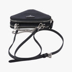 Prada Triangle Logo Black Saffiano Leather 62 Shoulder — view 8