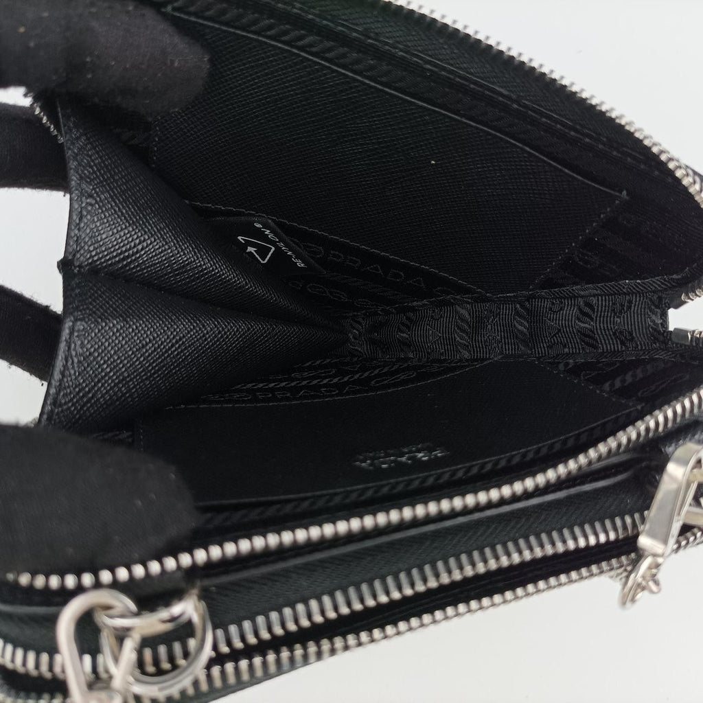 Prada Triangle Logo Black Saffiano Leather 62 Shoulder — view 9