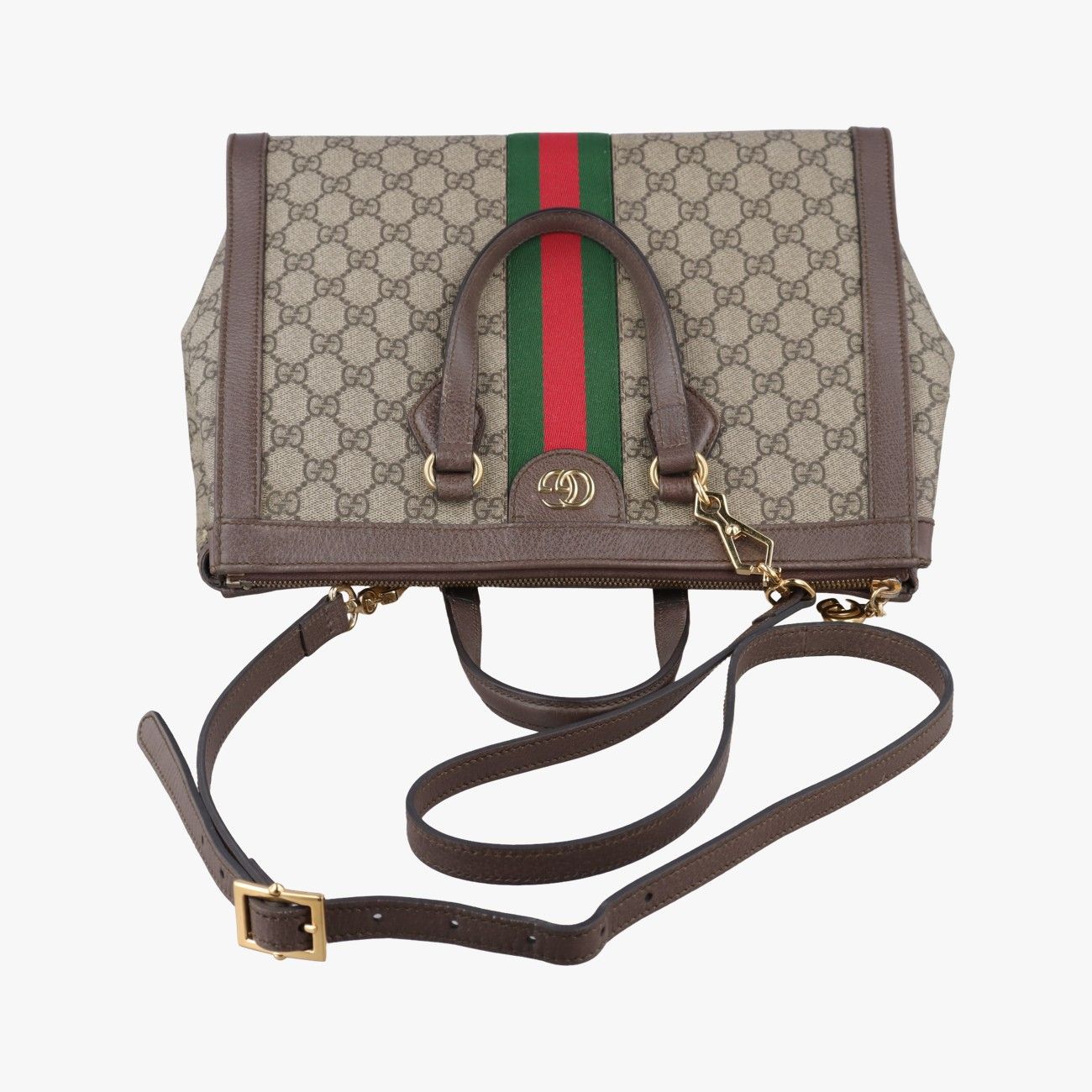 Gucci Ophidia Beige Brown Red Green Canvas Leather Shoulder — view 8