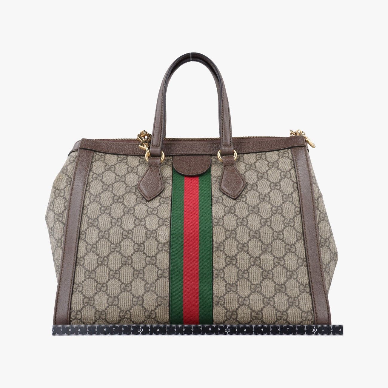 Gucci Ophidia Beige Brown Red Green Canvas Leather Shoulder — view 2