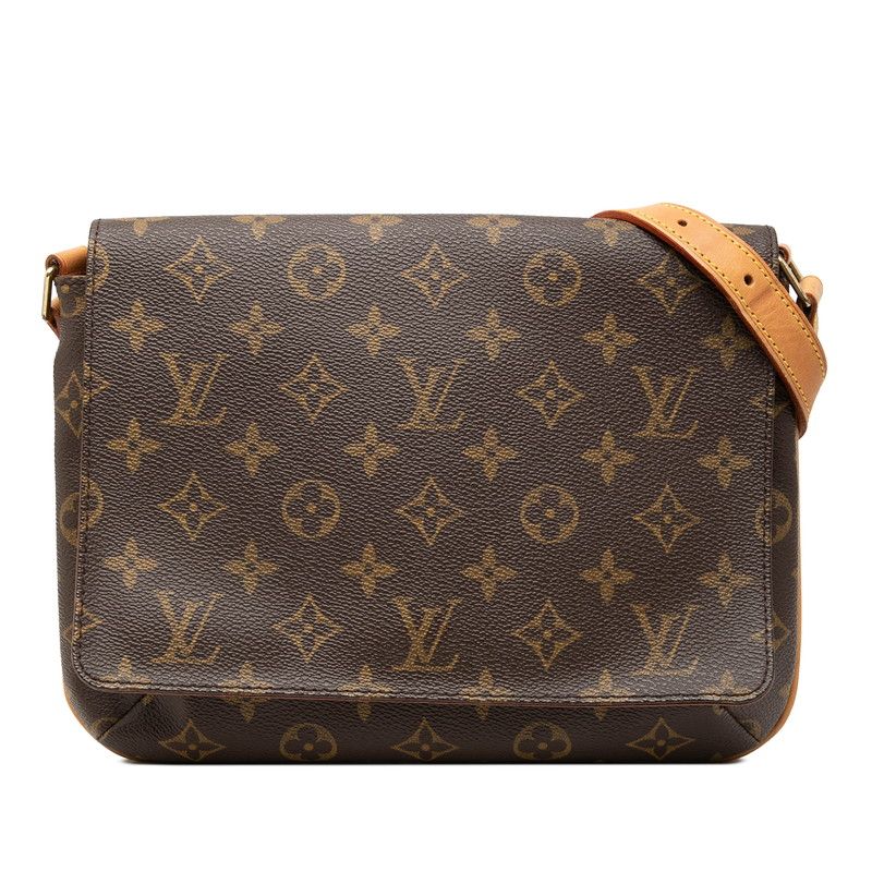 Louis Vuitton Monogram Musette Tango Short Shoulder Bag Brown Leather