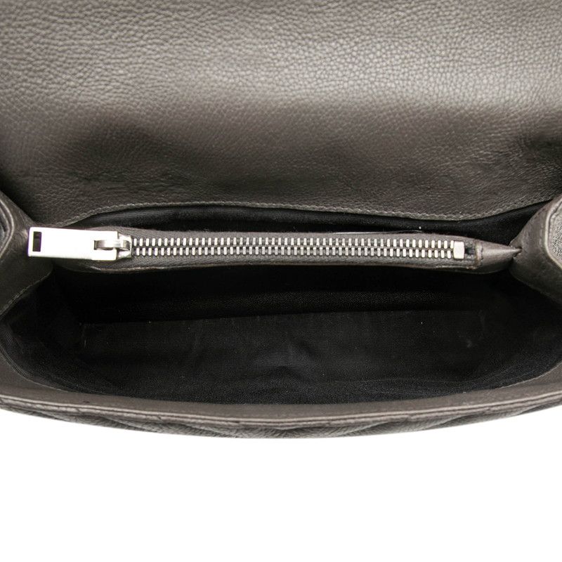 Saint Laurent YSL Monogram Carre Quilted 2-Way Shoulder Bag Gray Leather