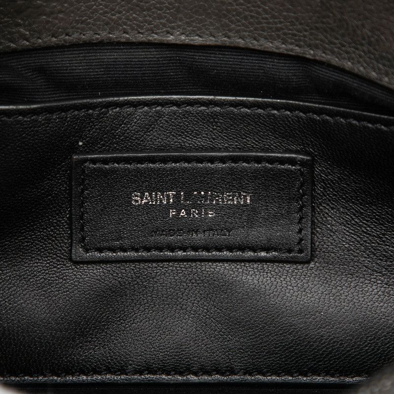 Saint Laurent YSL Monogram Carre Quilted 2-Way Shoulder Bag Gray Leather