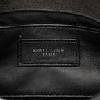 Saint Laurent YSL Monogram Carre Quilted 2-Way Shoulder Bag Gray Leather