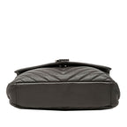 Saint Laurent YSL Monogram Carre Quilted 2-Way Shoulder Bag Gray Leather