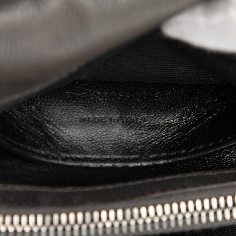 Saint Laurent YSL Monogram Carre Quilted 2-Way Shoulder Bag Gray Leather
