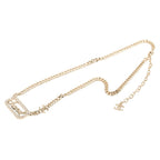 Chanel Vintage Logo Chain Necklace Gold Plated Faux Pearl Rhinestone