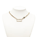 Chanel Vintage Logo Chain Necklace Gold Plated Faux Pearl Rhinestone