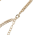 Chanel Vintage Logo Chain Necklace Gold Plated Faux Pearl Rhinestone