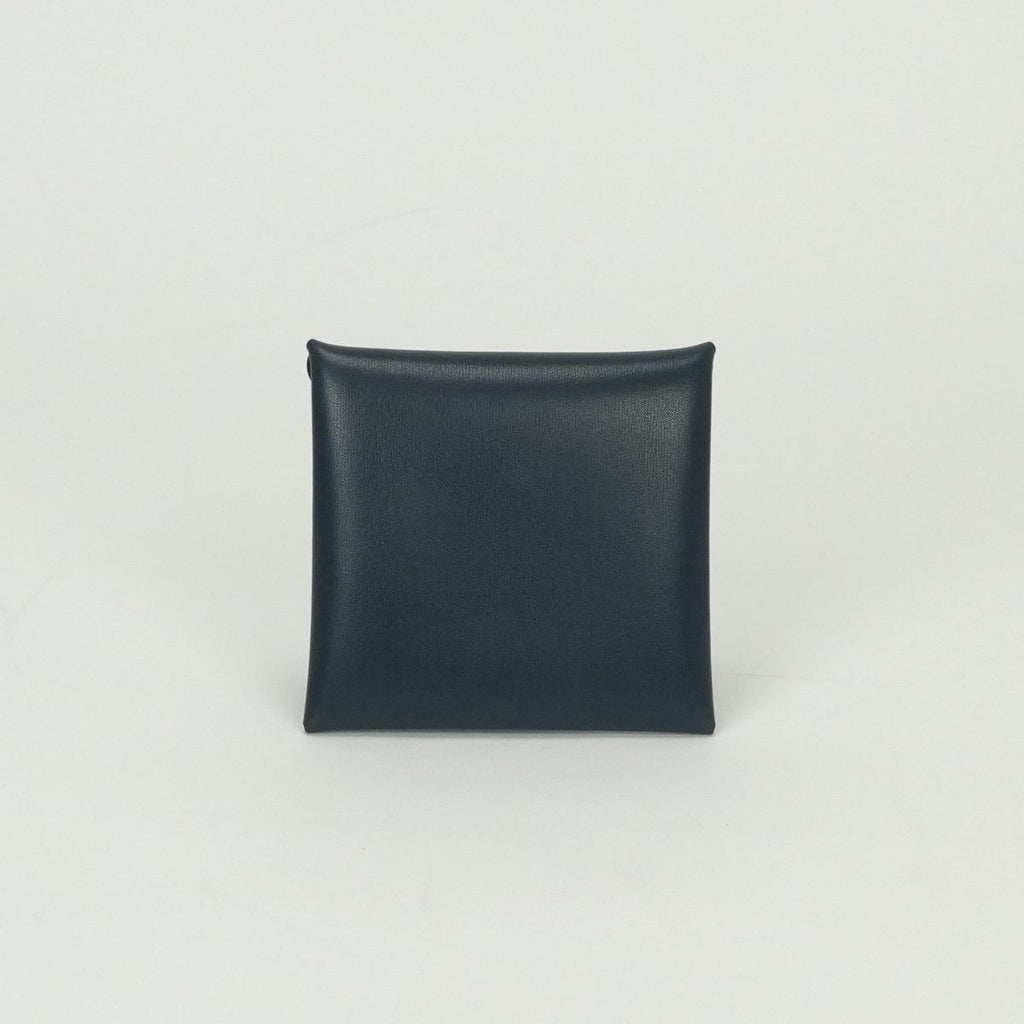 Hermes Bastia Verso Wallet Coin Purse Box Calf Blue Silver — view 2