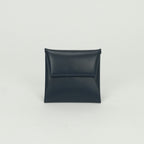 Hermes Bastia Verso Wallet Coin Purse Box Calf Blue Silver