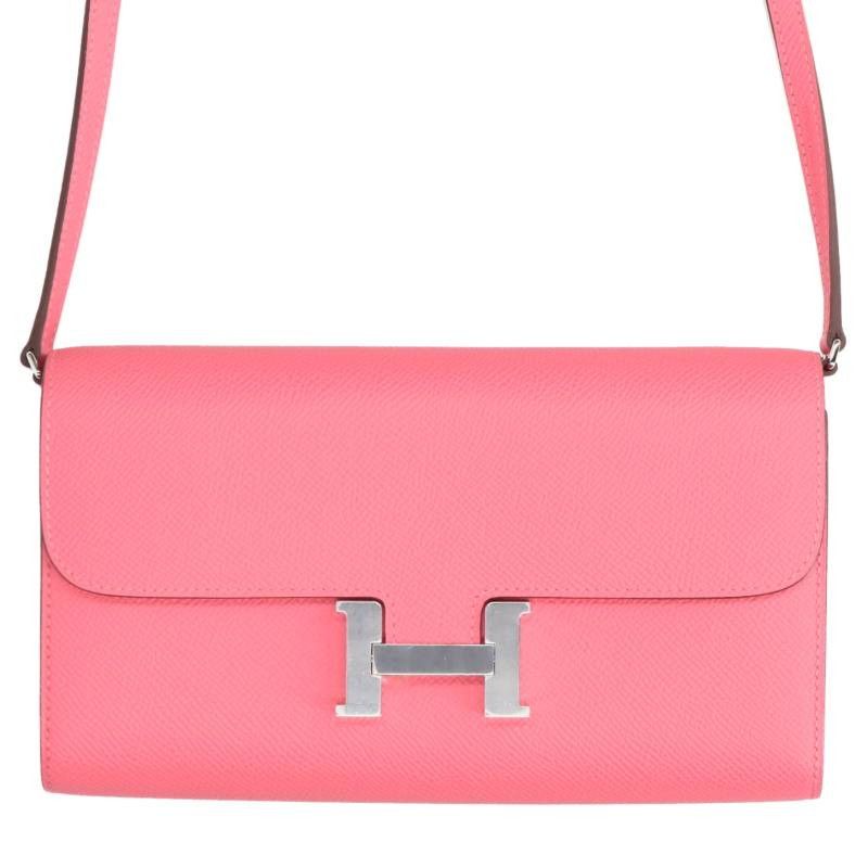 Hermes Constance Long To Go Veau Epsom Rose Azalea Shoulder Bag