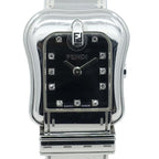 Fendi Watch Orologi Black Dial Diamond Quartz SS Stainless Steel