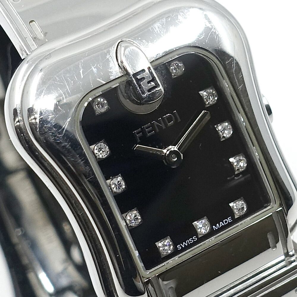 Fendi Watch Orologi Black Dial Diamond Quartz SS Stainless Steel — view 2
