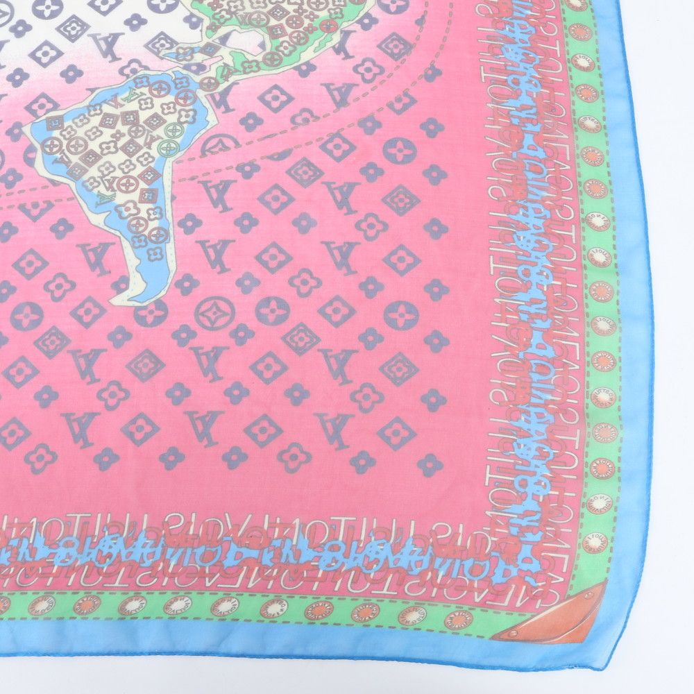 Louis Vuitton Tagged Carre Map Large Chiffon Shawl Scarf Monogram — view 5